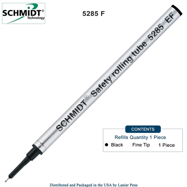 Schmidt 5285 Extra Fine Rollerball Metal Refill - Black Ink (Extra Fine Tip 0.5mm) by Lanier Pens, Wood N Dreams