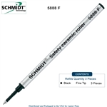 3 Pack - Schmidt 5888 Safety Ceramic Rollerball Metal Refill - Black Ink (Fine Tip 0.6mm) by Lanier Pens, Wood N Dreams