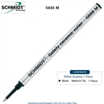 Schmidt 5888 Safety Ceramic Rollerball Metal Refill - Black Ink (Medium Tip 0.7mm) by Lanier Pens, Wood N Dreams
