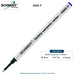 3 Pack - Schmidt 5888 Safety Ceramic Rollerball Metal Refill - Blue Ink (Fine Tip 0.6mm) by Lanier Pens, Wood N Dreams