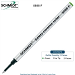 2 Pack - Schmidt 5888 Safety Ceramic Rollerball Metal Refill - Green Ink (Fine Tip 0.6mm) by Lanier Pens, Wood N Dreams
