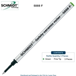3 Pack - Schmidt 5888 Safety Ceramic Rollerball Metal Refill - Green Ink (Fine Tip 0.6mm) by Lanier Pens, Wood N Dreams