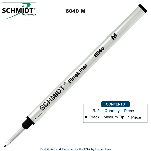 Schmidt 6040 FineLiner Fiber Tip Metal Refill - Black Ink (Medium Tip 1.00mm) by Lanier Pens, Wood N Dreams