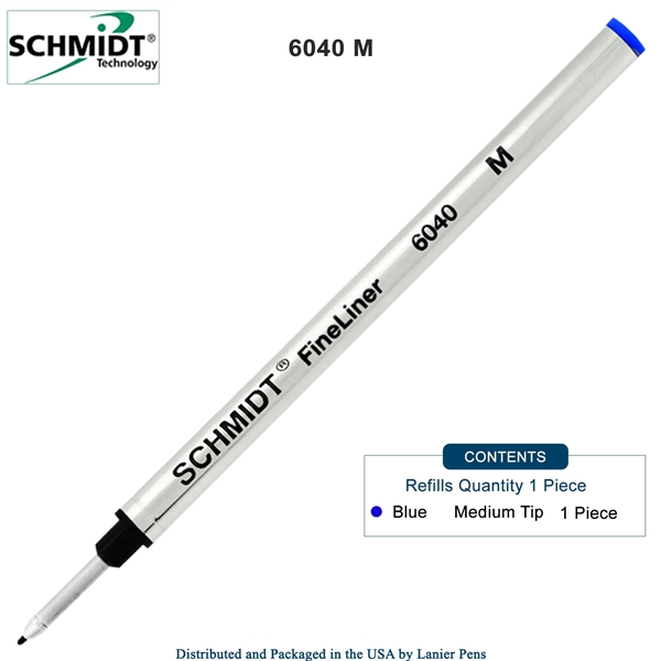 Schmidt 6040 FineLiner Fiber Tip Metal Refill - Blue Ink (Medium Tip 1.00mm) by Lanier Pens, Wood N Dreams