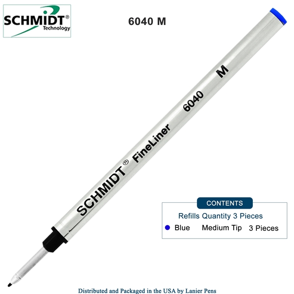 3 Pack - Schmidt 6040 FineLiner Fiber Tip Metal Refill - Blue Ink (Medium Tip 1.00mm) by Lanier Pens, Wood N Dreams