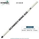 2 Pack - Schmidt 635 D1 Mine Ballpoint Refill - Black Ink (Medium Tip 0.7mm) by Lanier Pens, Wood N Dreams