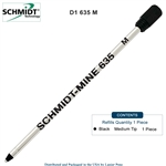 Schmidt 635 D1 Mine Ballpoint Refill with Plastic End Cap - Black Ink (Medium Tip 0.7mm) by Lanier Pens, Wood N Dreams
