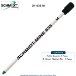 Schmidt 635 D1 Mine Ballpoint Refill with Plastic End Cap - Green Ink (Medium Tip 0.7mm) by Lanier Pens, Wood N Dreams