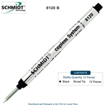 12 Pack - Schmidt 8120 Long Capless Rollerball Refill - Black Ink (Broad Tip 1.00mm) by Lanier Pens, Wood N Dreams