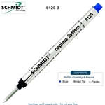 4 Pack - Schmidt 8120 Long Capless Rollerball Refill - Blue Ink (Broad Tip 1.00mm) by Lanier Pens, Wood N Dreams
