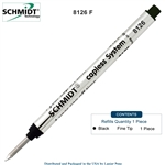 Schmidt 8126 Long Capless Rollerball Refill - Black Ink (Fine Tip 0.6mm) by Lanier Pens, Wood N Dreams