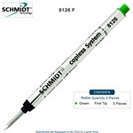 3 Pack - Schmidt 8126 Long Capless Rollerball Refill - Green Ink (Fine Tip 0.6mm) by Lanier Pens, Wood N Dreams