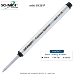 4 Pack - Schmidt 8126 Mini Capless Rollerball Refill - Black Ink (Fine Tip 0.6mm) by Lanier Pens, Wood N Dreams