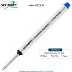 Schmidt 8126 Mini Capless Rollerball Refill - Blue Ink (Fine Tip 0.6mm) by Lanier Pens, Wood N Dreams