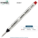 Schmidt 8126 Long Capless Rollerball Refill - Red Ink (Fine Tip 0.6mm) by Lanier Pens, Wood N Dreams