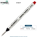 2 Pack - Schmidt 8126 Long Capless Rollerball Refill - Red Ink (Fine Tip 0.6mm) by Lanier Pens, Wood N Dreams