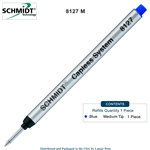 Schmidt 8127 Long Capless Rollerball Refill - Blue Ink (Medium Tip 0.7mm) by Lanier Pens, Wood N Dreams