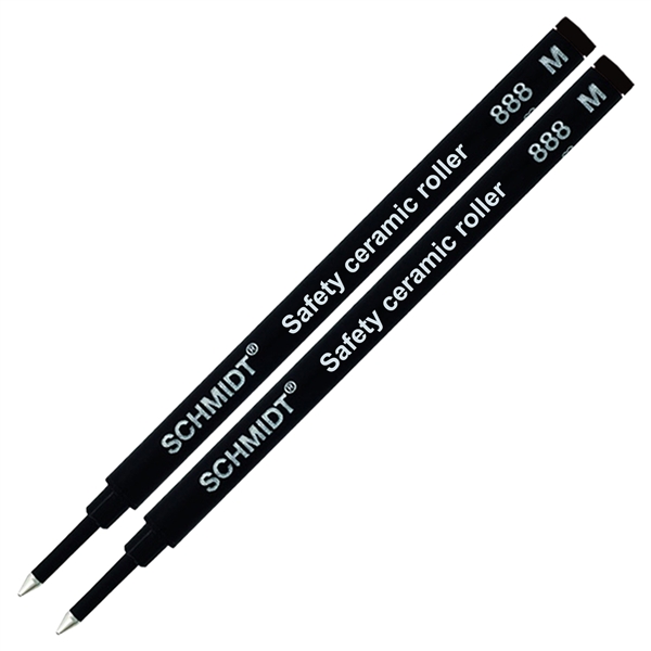 2 Pack - Schmidt 888 Safety Ceramic Rollerball Refill - Black Ink (Medium Tip 0.7mm) by Lanier Pens, Wood N Dreams