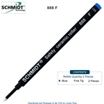 2 Pack - Schmidt 888 Safety Ceramic Rollerball Refill - Blue Ink (Fine Tip 0.6mm) by Lanier Pens, Wood N Dreams