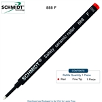 Schmidt 888 Safety Ceramic Rollerball Refill - Red Ink (Fine Tip 0.6mm) by Lanier Pens, Wood N Dreams