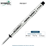 12 Pack - Schmidt P8126 Capless Rollerball Refill - Black Ink (Fine Tip 0.6mm) by Lanier Pens, Wood N Dreams