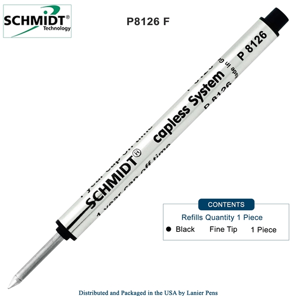 Schmidt P8126 Capless Rollerball Refill - Black Ink (Fine Tip 0.6mm) by Lanier Pens, Wood N Dreams