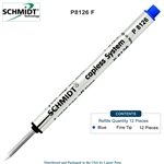 12 Pack - Schmidt P8126 Capless Rollerball Refill - Blue Ink (Fine Tip 0.6mm) by Lanier Pens, Wood N Dreams