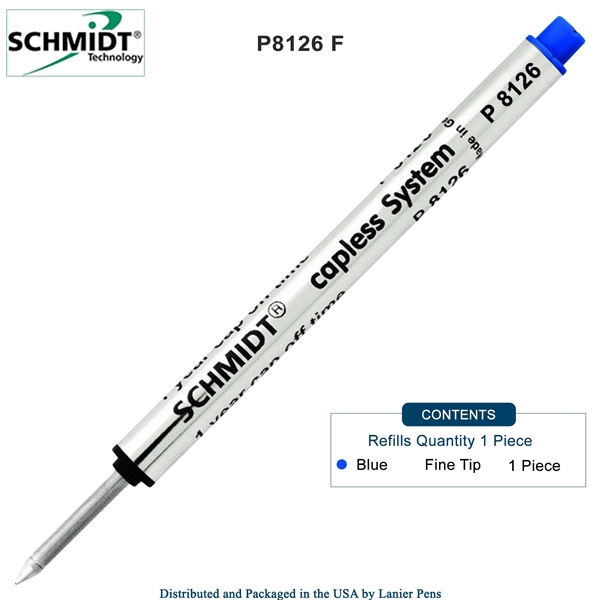 Schmidt P8126 Capless Rollerball Refill - Blue Ink (Fine Tip 0.6mm) by Lanier Pens, Wood N Dreams