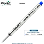 3 Pack - Schmidt P8126 Capless Rollerball Refill - Blue Ink (Fine Tip 0.6mm) by Lanier Pens, Wood N Dreams