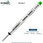 6 Pack - Schmidt P8126 Capless Rollerball Refill - Green Ink (Fine Tip 0.6mm) by Lanier Pens, Wood N Dreams