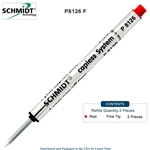 2 Pack - Schmidt P8126 Capless Rollerball Refill - Red Ink (Fine Tip 0.6mm) by Lanier Pens, Wood N Dreams
