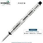 12 Pack - Schmidt P8127 Capless Rollerball Refill - Black Ink (Medium Tip 0.7mm) by Lanier Pens, Wood N Dreams