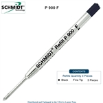3 Pack - Schmidt P900 Parker Style Ballpoint Pen Refill - Black Ink (Fine Tip 0.6mm) by Lanier Pens, Wood N Dreams