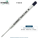 2 Pack - Schmidt P900 Parker Style Ballpoint Pen Refill - Black Ink (Medium Tip 0.7mm) by Lanier Pens, Wood N Dreams