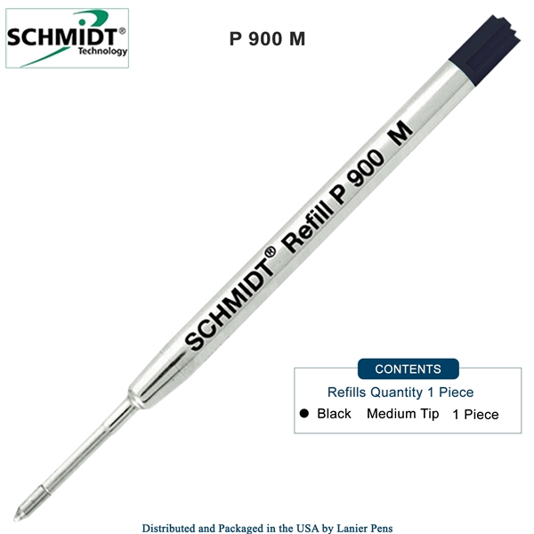 Schmidt P900 Parker Style Ballpoint Pen Refill - Black Ink (Medium Tip 0.7mm) by Lanier Pens, Wood N Dreams