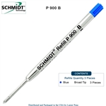 3 Pack - Schmidt P900 Parker Style Ballpoint Pen Refill - Blue Ink (Broad Tip 1.0mm) by Lanier Pens, Wood N Dreams