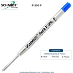 2 Pack - Schmidt P900 Parker Style Ballpoint Pen Refill - Blue Ink (Fine Tip 0.6mm) by Lanier Pens, Wood N Dreams