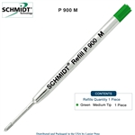 Schmidt P900 Parker Style Ballpoint Pen Refill - Green Ink (Medium Tip 0.7mm) by Lanier Pens, Wood N Dreams