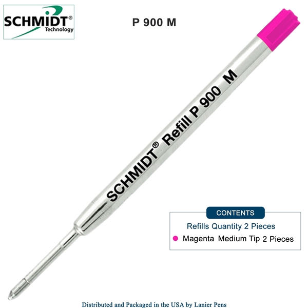 2 Pack - Schmidt P900 Parker Style Ballpoint Pen Refill - Magenta Ink (Medium Tip 0.7mm) by Lanier Pens, Wood N Dreams