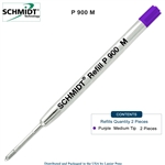 2 Pack - Schmidt P900 Parker Style Ballpoint Pen Refill - Purple Ink (Medium Tip 0.7mm) by Lanier Pens, Wood N Dreams