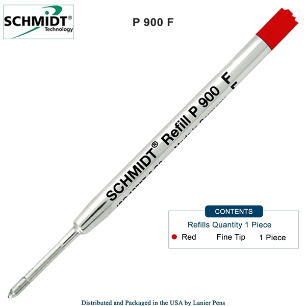 Schmidt P900 Parker Style Ballpoint Pen Refill - Red Ink (Fine Tip 0.6mm) by Lanier Pens, Wood N Dreams