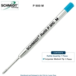 Schmidt P900 Parker Style Ballpoint Pen Refill - Turquoise Ink (Medium Tip 0.7mm) by Lanier Pens, Wood N Dreams