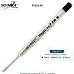2 Pack - Schmidt P950 MegaLine Pressurized Refill - Black Ink (Medium Tip 0.7mm) by Lanier Pens, Wood N Dreams