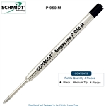 4 Pack - Schmidt P950 MegaLine Pressurized Refill - Black Ink (Medium Tip 0.7mm) by Lanier Pens, Wood N Dreams