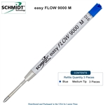 3 Pack - Schmidt 9000 easyFLOW Ballpoint Refill- Blue Ink (Medium Tip 0.7mm) by Lanier Pens, Wood N Dreams