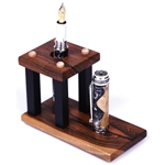 Bocote & Ebony Upright Pen Stand - 1 Pen with Shelf by Lanier Pens, lanierpens, lanierpens.com