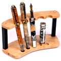 Maple & Ebony Upright Pen Stand - 5 Pens Round by Lanier Pens, lanierpens, lanierpens.com