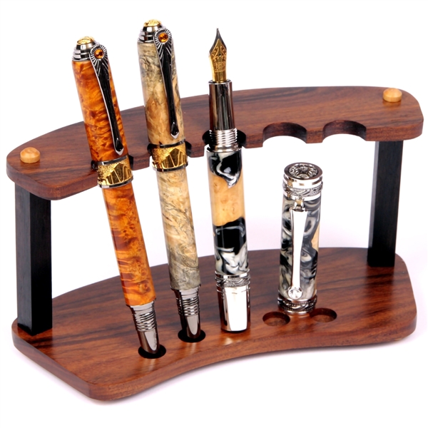 Rosewood & Ebony Upright Pen Stand - 5 Pens Round by Lanier Pens, lanierpens, lanierpens.com