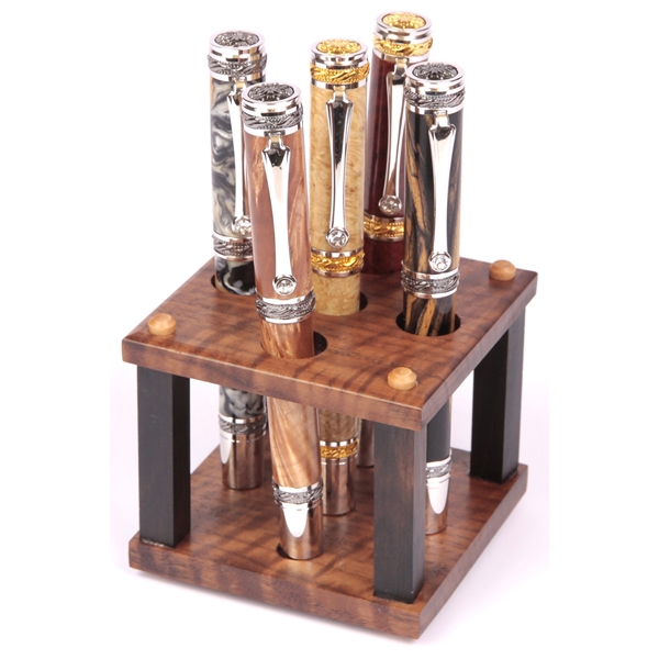 Walnut & Ebony Upright Pen Stand - 5 Pens by Lanier Pens, lanierpens, lanierpens.com