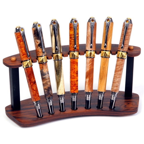 Rosewood & Ebony Upright Pen Stand - 7 Pen by Lanier Pens, lanierpens, lanierpens.com